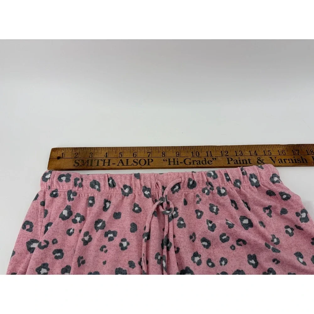 Cuddle Duds, Pajama Set Pink Capri Leopard Print Henley, Straight Leg, Sz  M NWT